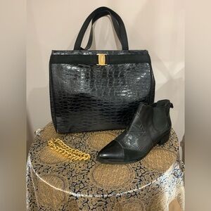 Salvatore Ferragamo Croc-Embossed VTG tote bag